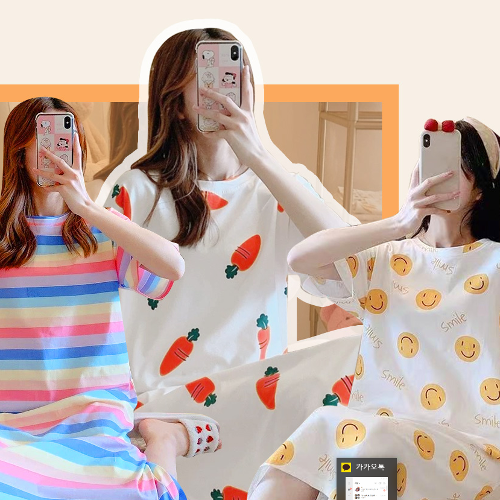 코즈니 원피스 반팔 잠옷 6colors 파자마 홈웨어 캐릭터 편한옷 